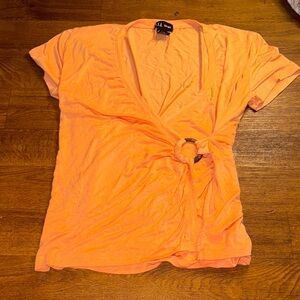 D.F.A New York Vibrant Pink Orange Blouse Shirt